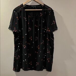 Lane Bryant Black Floral Blouse